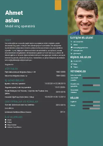 Vinç Operatörü Cv Örnekleri cv indir